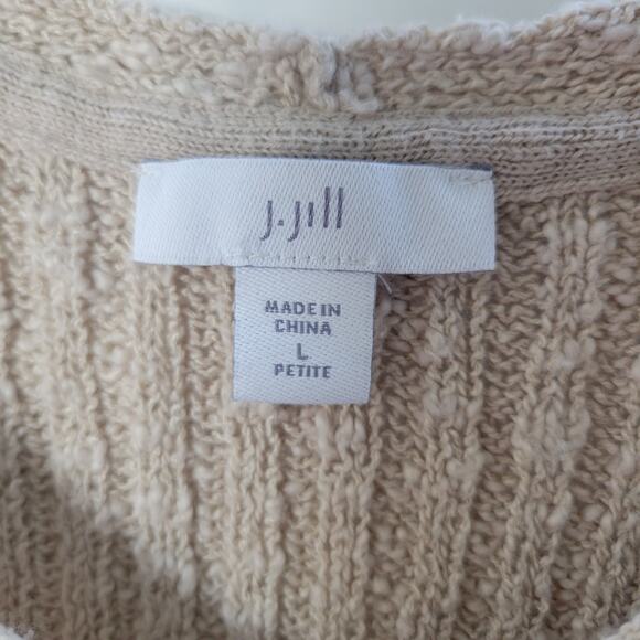 J. Jill Sweater Cardigan Cream Open front chunky Matching Sweater Tank SZ L - Picture 11 of 14